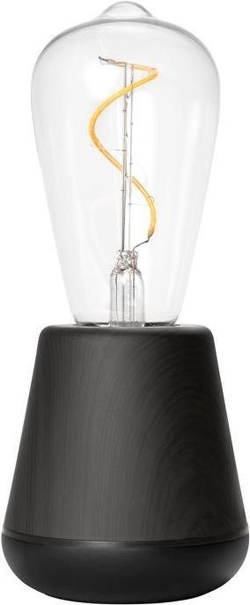 Humble - Oplaadbare tafellamp - One Black Wood - draadloze tafellamp - energie besparend - incl. Lamp & usb Kabel