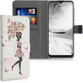 kwmobile telefoonhoesje voor Motorola Moto G9 Play / Moto E7 Plus - Hoesje met pasjeshouder in meerkleurig / roze / wit - Meisjesparaplu design