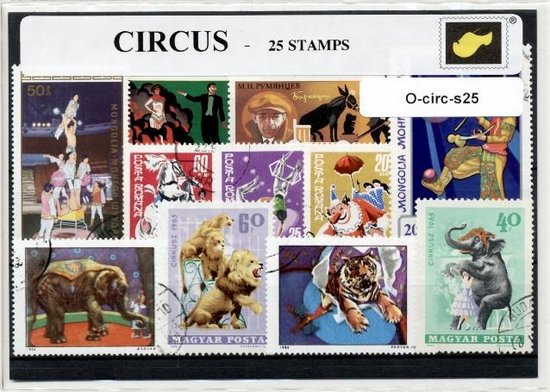 Afbeelding van het spel Circus – Luxe postzegel pakket (A6 formaat) : collectie van 25 verschillende postzegels van circus – kan als ansichtkaart in een A6 envelop - authentiek cadeau - kado - geschenk - kaart - tent - rens - clown - clowns - acrobaat - Cirque du Soleil