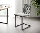 Set-van-4-gestoffeerde-stoel Trado-Adesso lichtgrijs fluweel sledemodel