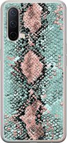 OnePlus Nord CE 5G hoesje siliconen - Slangenprint pastel mint | OnePlus Nord CE case | mint | TPU backcover transparant