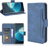 Voor vivo X60 Pro/X60 5G Gebogen Oppervlak Huid Gevoel Kalf Patroon Horizontale Flip Lederen Case met Houder & Kaartsleuven & Fotolijst (Blauw)