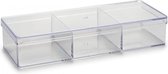 Clever Storage Kleine sorteerbakjes met deksel - Transparant - Sorteervakken, Stapelbaar, Met deksel - 3-vaks (20 x 7,5 x 3,5 cm)