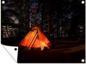 Tuinposter - Tuindoek - Tuinposters buiten - Zweden - Tent - Licht - 120x90 cm - Tuin