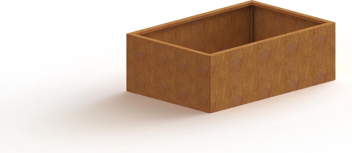 Cortenstaal plantenbak - Rechthoek - 120x80x30cm - Roestkleur - Met bodem - MySteel