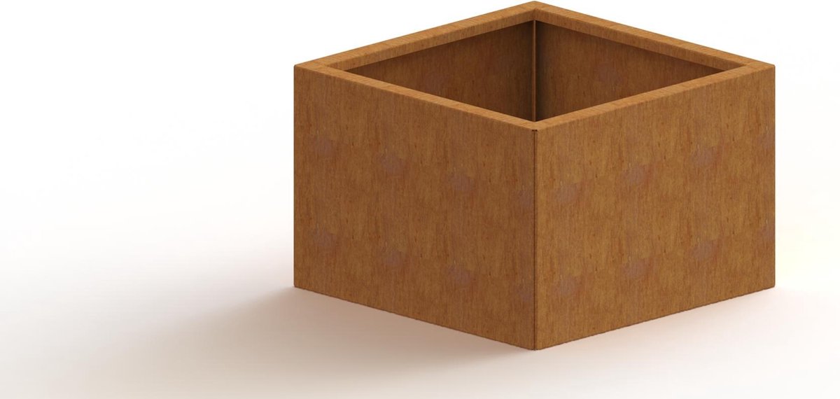 Cortenstaal plantenbak - Vierkant - 60x60x30cm - Roestkleur - Met bodem - MySteel