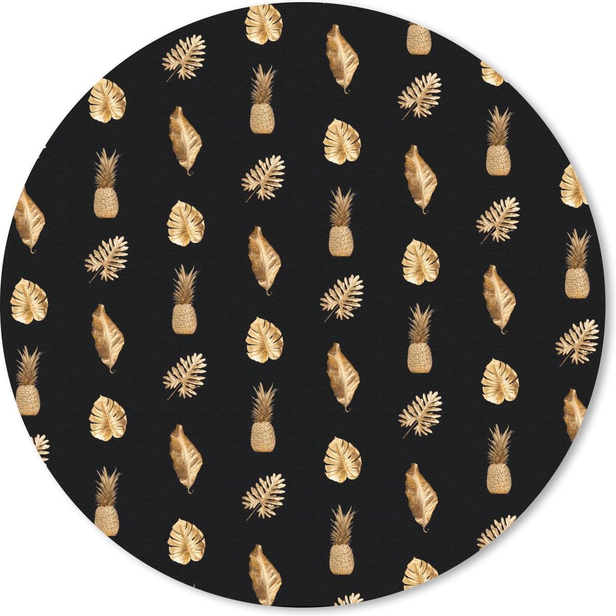 Muismat rond 30x30 cm - Mousepad Bladeren - Goud - Patronen - Ronde muismatten