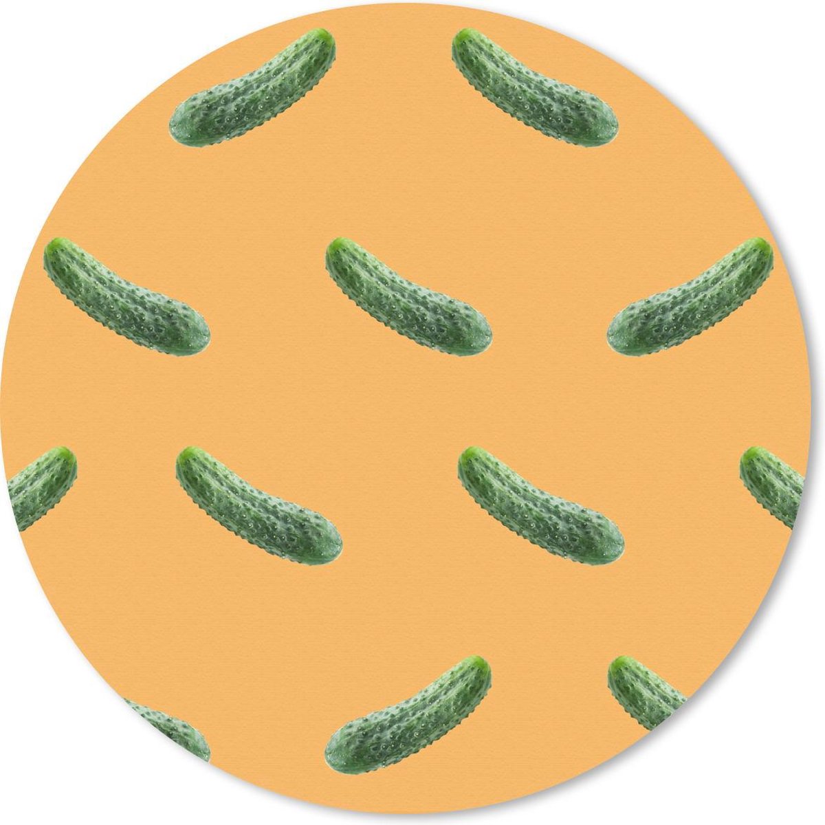 Muismat rond 30x30 cm - Mousepad Augurk - Patroon - Oranje - Ronde muismatten
