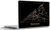 Laptop sticker - 15.6 inch - Kaart - Oostende - Simpel - Goud - Zwart - 36x27,5cm - Laptopstickers - Laptop skin - Cover