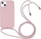 Candy Colors TPU-beschermhoes met lanyard voor iPhone 13 mini (roségoud)