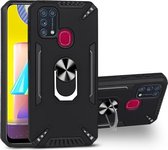 Voor Samsung Galaxy M31 PC + TPU-beschermhoes met 360 graden draaibare ringhouder (zwart)