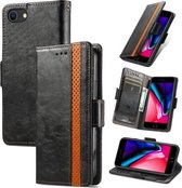 CaseNeo Business Splicing Dual Magnetic Buckle Horizontal Flip PU lederen tas met houder & kaartsleuven & portemonnee voor iPhone 7/8 / SE(2020)(zwart)