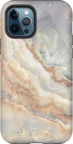 Apple iPhone 12 Pro Max Telefoonhoesje - Extra Stevig Hoesje - 2 lagen bescherming - Met Marmerprint - Marmer - Goud