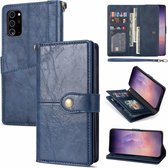 iPhone 12 Luxe Book Case Hoesje met Koord - PU Leer - Pasjeshouder - Magnetische Sluiting - Apple iPhone 12 - Blauw