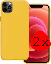 Hoes voor iPhone 12 Pro Max Hoesje Siliconen - Hoes voor iPhone 12 Pro Max Case Back Cover Geel Silicone - 2 Stuks - Geel