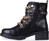 WELOVESHOES® Biker boots met Hak - Imitatieleer - Zwart - Maat 37