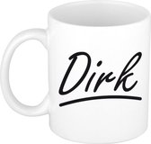 Dirk naam cadeau mok / beker met sierlijke letters - Cadeau collega/ vaderdag/ verjaardag of persoonlijke voornaam mok werknemers