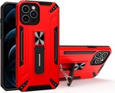 War-god Armor TPU + PC Schokbestendige magnetische beschermhoes met opvouwbare houder voor iPhone 12 Pro Max (rood)