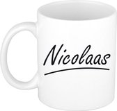 Nicolaas naam cadeau mok / beker met sierlijke letters - Cadeau collega/ vaderdag/ verjaardag of persoonlijke voornaam mok werknemers