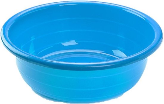 Set de 2 x grand bac plastique/lave-vaisselle rond 20 litres bleu