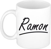 Ramon naam cadeau mok / beker met sierlijke letters - Cadeau collega/ vaderdag/ verjaardag of persoonlijke voornaam mok werknemers