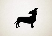 Chiweenie - Silhouette hond - M - 60x72cm - Zwart - wanddecoratie