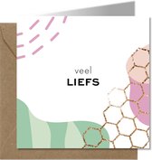 Tallies Cards - greeting - ansichtkaarten - veel Liefs - Abstract  - Set van 4 wenskaarten - Inclusief kraft envelop - sterkte - knuffel - medeleven - 100% Duurzaam