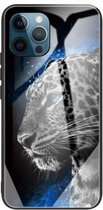Gehard glas + TPU-randbeschermhoes voor iPhone 13 Pro (luipaard)
