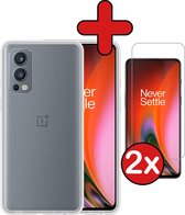 OnePlus Nord 2 Hoesje Siliconen Case Cover Met 2x Screenprotector - OnePlus Nord 2 Hoesje Cover Hoes Siliconen Met Screenprotector
