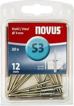 NOVUS Popnagel S3 staal Ø 3x12 mm, 20 stuks