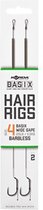 Korda Basix Hair Rigs Wide Gape - Barbless - Onderlijn - 25lb - Haakmaat 4 - Groen