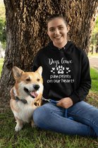 Dogs Leave Pawprints On Our Hearts Hoodie, Unique Gift For Dog Lovers, Cute Hooded Sweatshirts, Quality Unisex Hooded Sweatshirts, D004-008B, M, Zwart