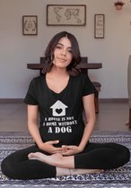 A House Is Not A Home Without A Dog T-Shirt,Hondenliefhebber T-shirts, Uniek Cadeau Voor Hondenliefhebbers, Unisex V-hals T-shirts,D002-006B, XXL, Zwart
