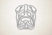 Line Art - Hond - Shar Pei - XS - 30x25cm - Wit - geometrische wanddecoratie