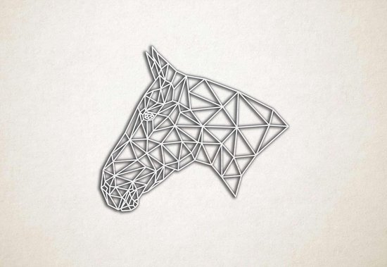 Line Art - Paard 3 - S - 45x52cm - EssenhoutWit - geometrische wanddecoratie