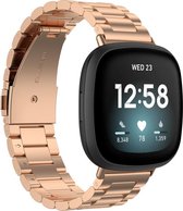 Apple Watch 42/44MM Luxe Metalen Horloge Bandje - Metaal - Vouw Sluiting - Schakel Polsband - Apple Watch 1 / 2 / 3 / 4 / 5 / 6 / SE - Rose Goud