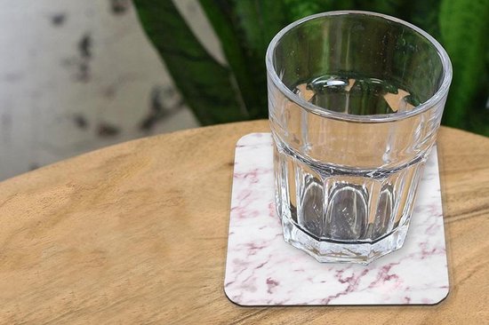 Sous-verres -verres - Marbre - Wit - Rose - 10x10 cm - 6 pièces