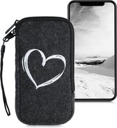 kwmobile insert case pour smartphones XL - 6,7/6,8" - Housse de protection en feutre blanc / gris foncé - Dimensions intérieures 17,2 x 8,4 cm