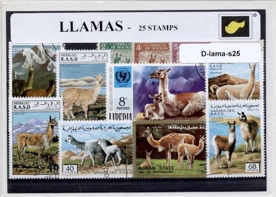 Afbeelding van het spel Lama's – Luxe postzegel pakket (A6 formaat) : collectie van 25 verschillende postzegels van lama's – kan als ansichtkaart in een A6 envelop - authentiek cadeau - kado - geschenk - kaart  - spugen - lama - Lama glama - schaapskameel - hoefdier
