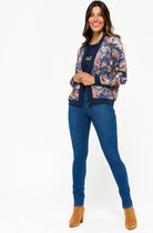 LOLALIZA Open vest met kleurrijke bloemenprint - Marine Blauw - Maat 34