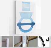 A trendy set of Blue Abstract Hand Painted Illustrations for Postcard, Social Media Banner, Brochure Cover Design or Wall Decoration Background - Modern Art Canvas - Vertical - 190