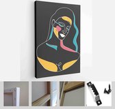 Modern abstract faces with abstract shapes. Minimalism concept. Line art drawing style. Contemporary silhouette of woman - Modern Art Canvas - Vertical - 1770547253 - 40-30 Vertical
