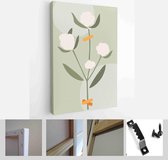 Collection of contemporary art posters in pastel colors. Abstract geometric elements and shapes, leaves and flowers. Great design for social media, postcards, print - Modern Art Ca