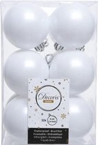 72x Winter witte kunststof kerstballen 6 cm - Mat - Onbreekbare plastic kerstballen - Kerstboomversiering winter wit
