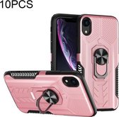 10 PCS Shield Armor PC + TPU-beschermhoes met 360 graden rotatieringhouder voor iPhone XR (roségoud)