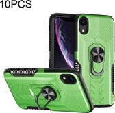 10 PCS Shield Armor PC + TPU-beschermhoes met 360 graden rotatieringhouder voor iPhone XS Max (groen)