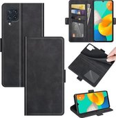 Voor Samsung Galaxy M32 Dual-side magnetische gesp horizontale flip lederen tas met houder & kaartsleuven & portemonnee (zwart)