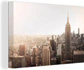 Canvas Schilderij New York - Lucht - Licht - 90x60 cm - Wanddecoratie