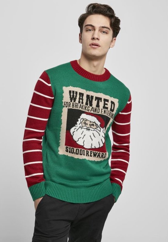 Pull/pull Urban Classics -M- Wanted Christmas Vert/Rouge