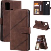 Voor Samsung Galaxy A21s Skin Feel Business Horizontale Flip PU Lederen Case met Houder & Multi-Card Slots & Portemonnee & Lanyard & Fotolijst (Bruin)